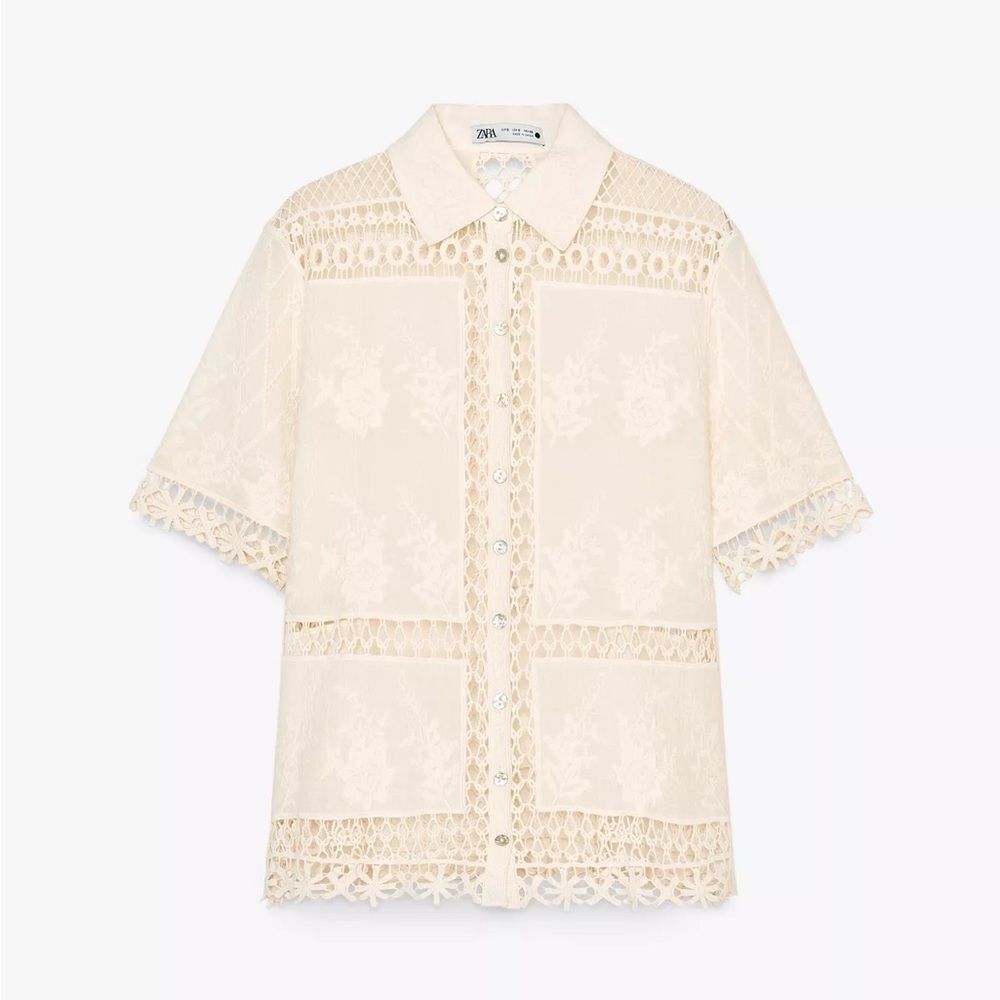 ZARA ZW COLLECTION COMBINATION CROCHET BLOUSE - Picture 5 of 8